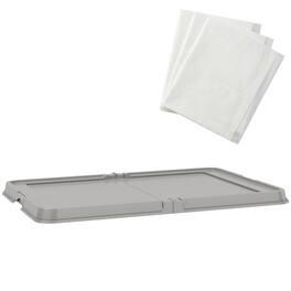 Pawhut - Pad Holder Foldable Dog Litter Box with 3 Disposable Pads - Gray