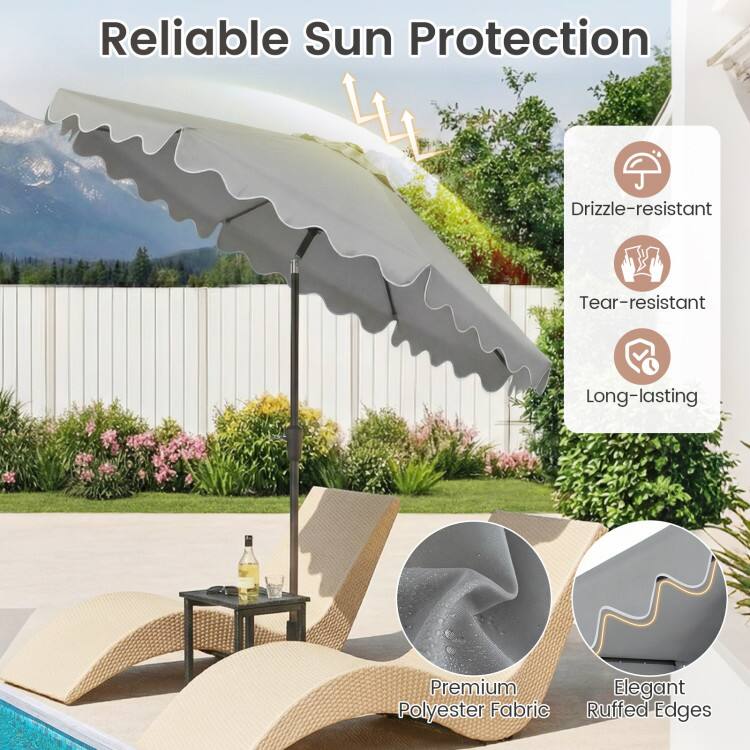 Reliable Sun Protection

- Drizzle-resistant
- Tear-resistant
- Long-lasting

Premium Polyester Fabric
Elegant Ruffed Edges