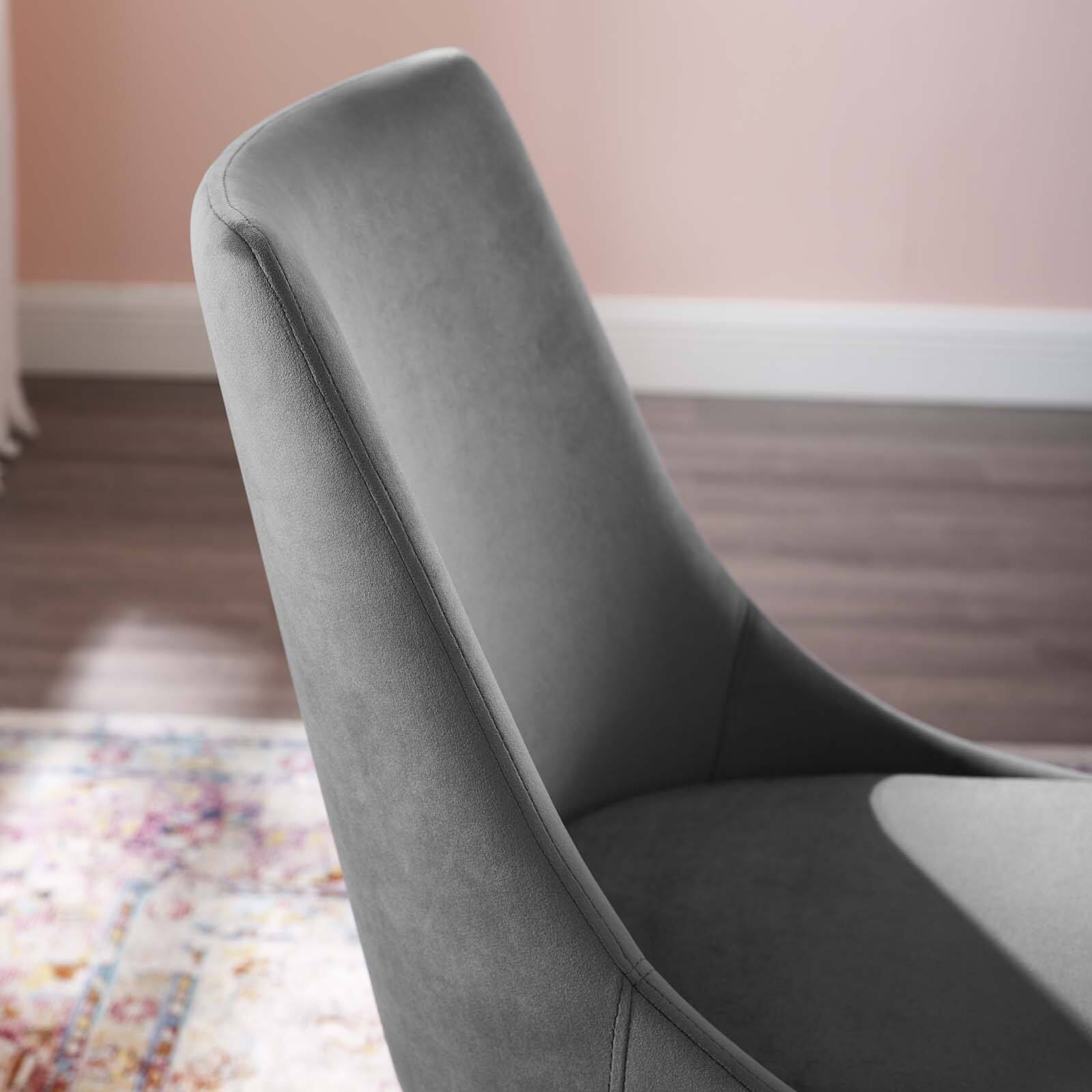 Left. Modway - Viscount Modern Accent Performance Velvet Dining Chair by Modway - Gray.