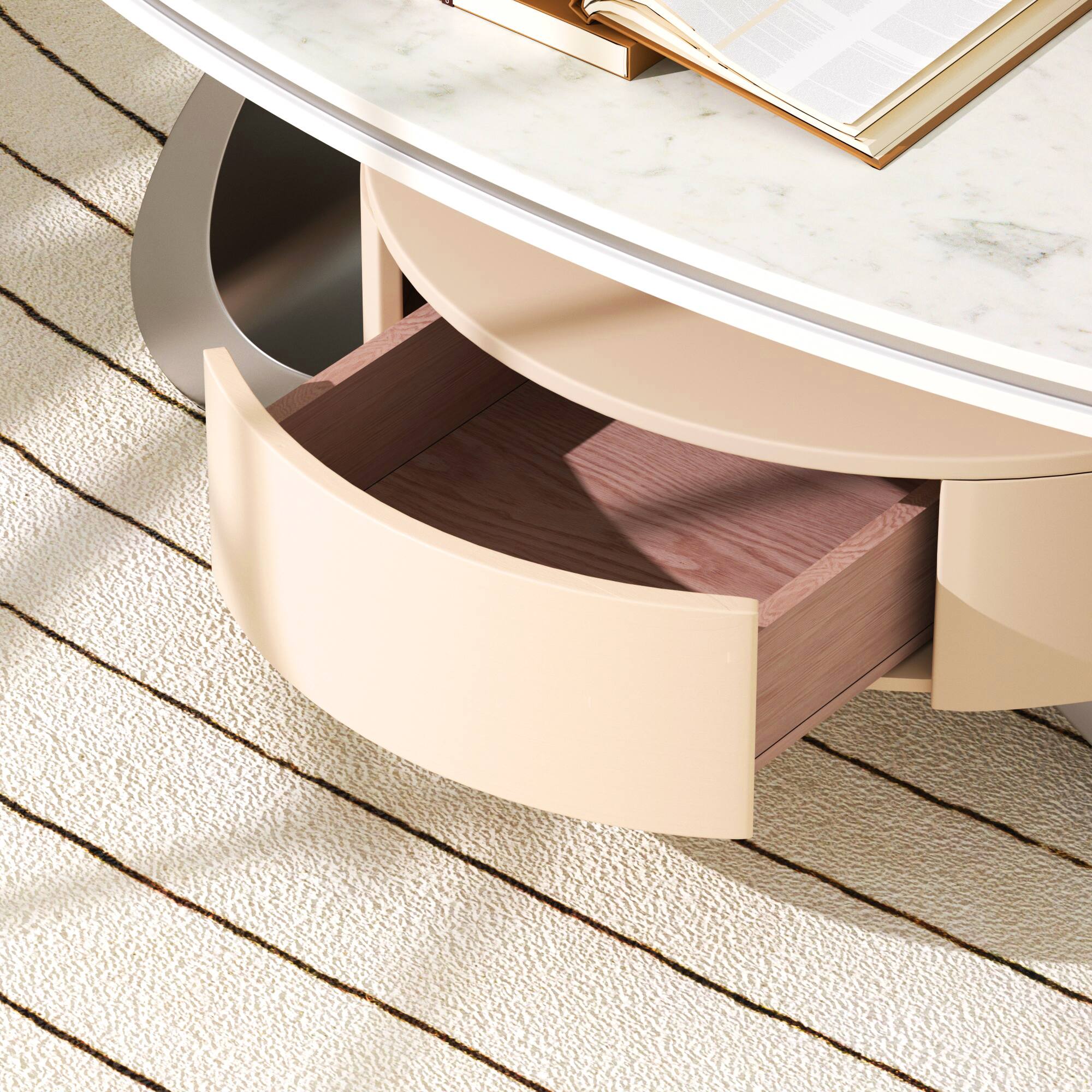 Alt View 7. MSOOB - 47.2" Oval Modern Coffee Table Luxury Faux Marble Top Stainless Steel Base - Multicolor.