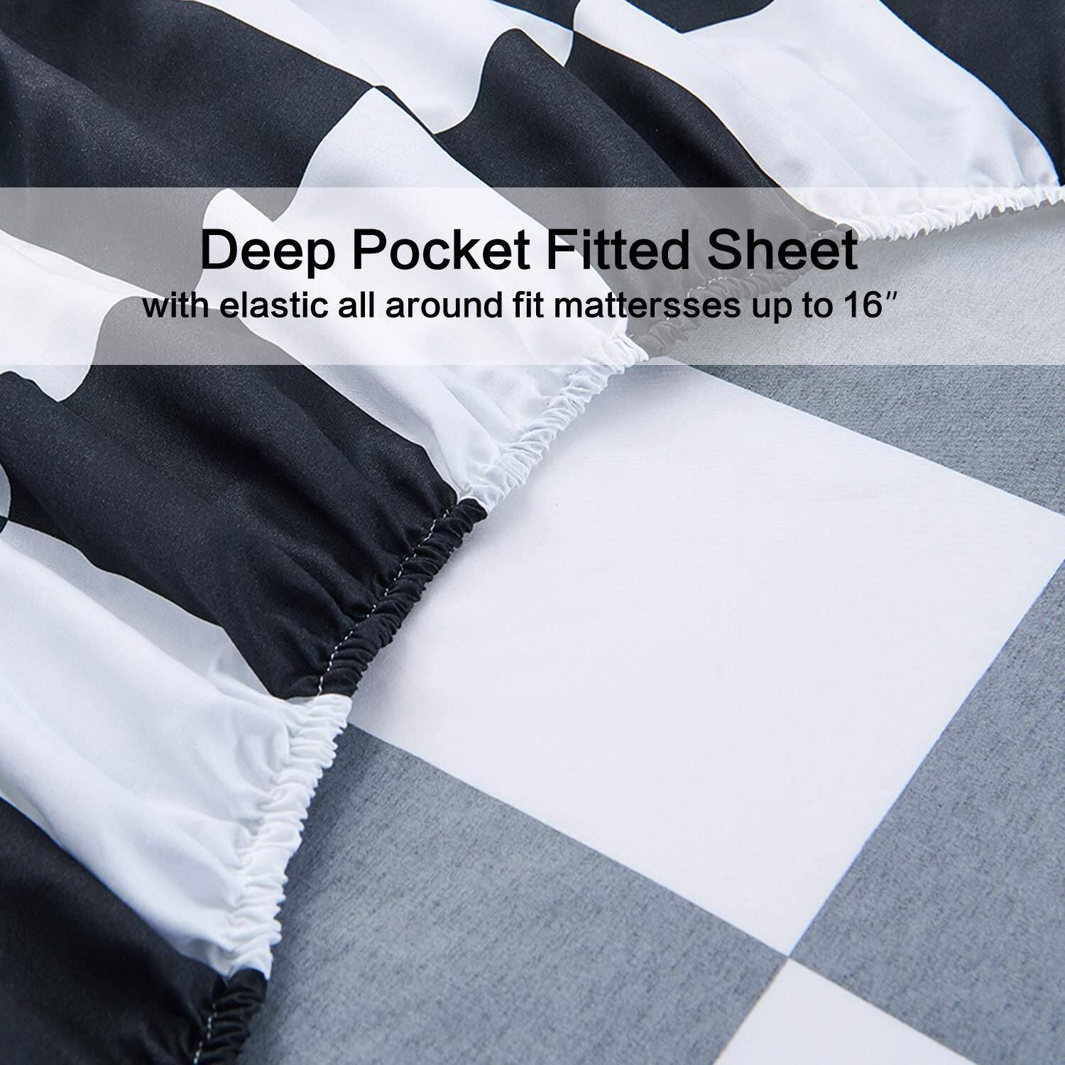 Deep Pocket Fitted Sheet  
with elastic all around fit mattresses up to 16"
