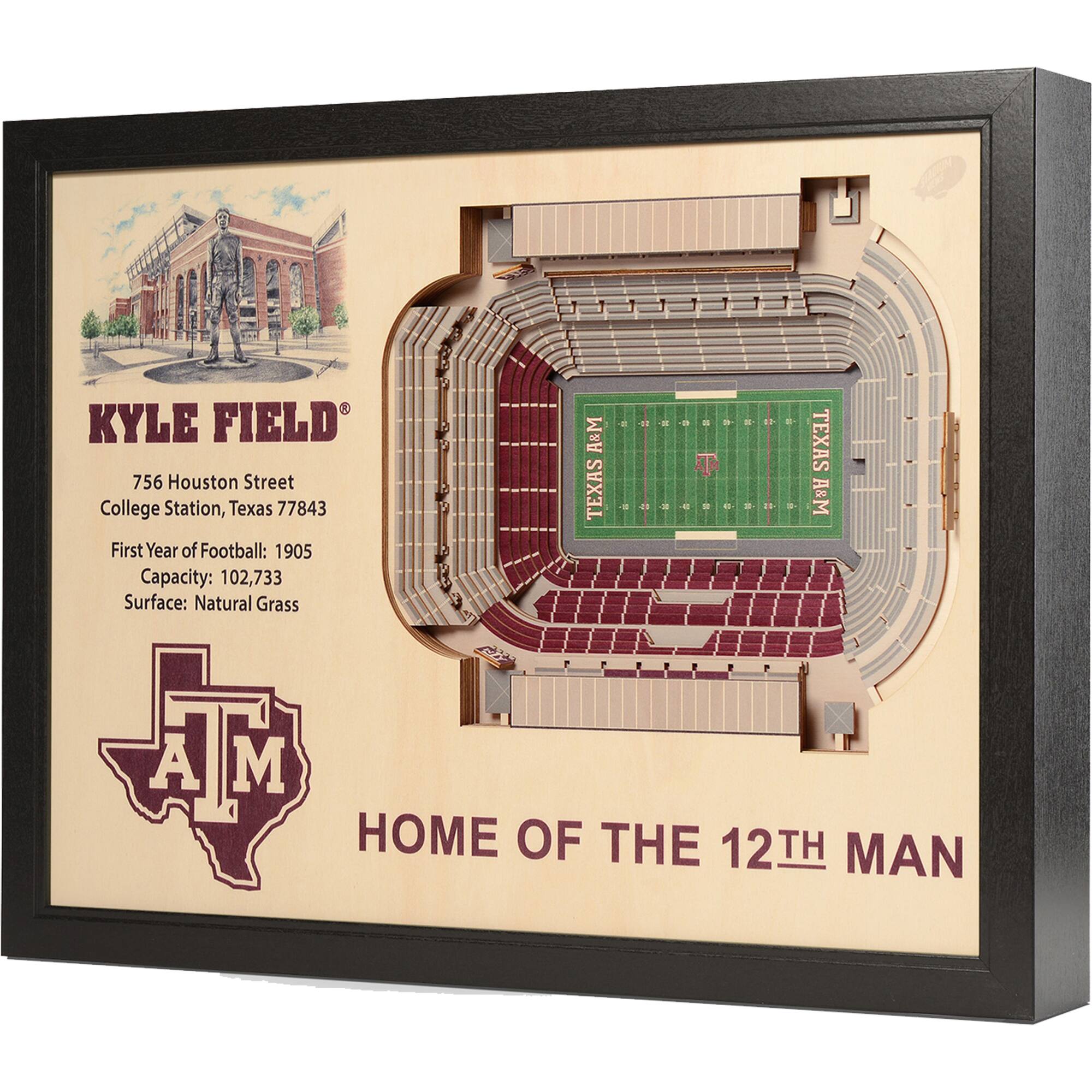 YouTheFan - Texas A&M Aggies 25.5" x 19.5" Kyle Field Stadium Views Wall Art - Multicolor