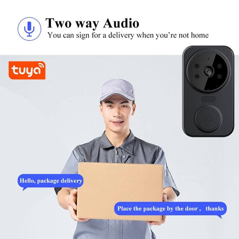 Two way Audio  
You can sign for a delivery when you're not home  

Hello, package delivery  
Place the package by the door, thanks