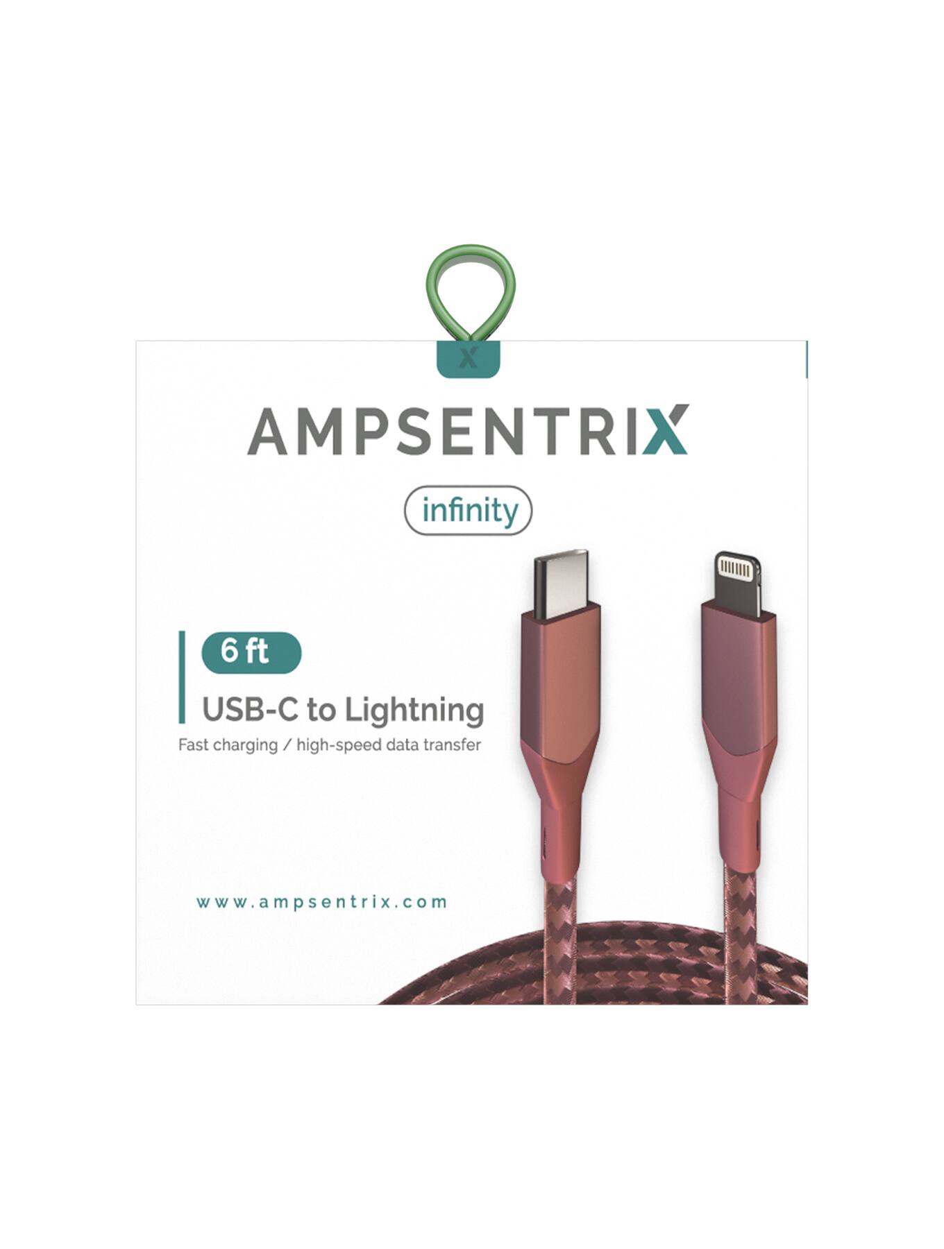 AMPSENTRIX infinity  
6 ft USB-C to Lightning  
Fast charging / high-speed data transfer  
www.ampsentrix.com