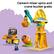 Cement mixer spins and crane bucket grabs