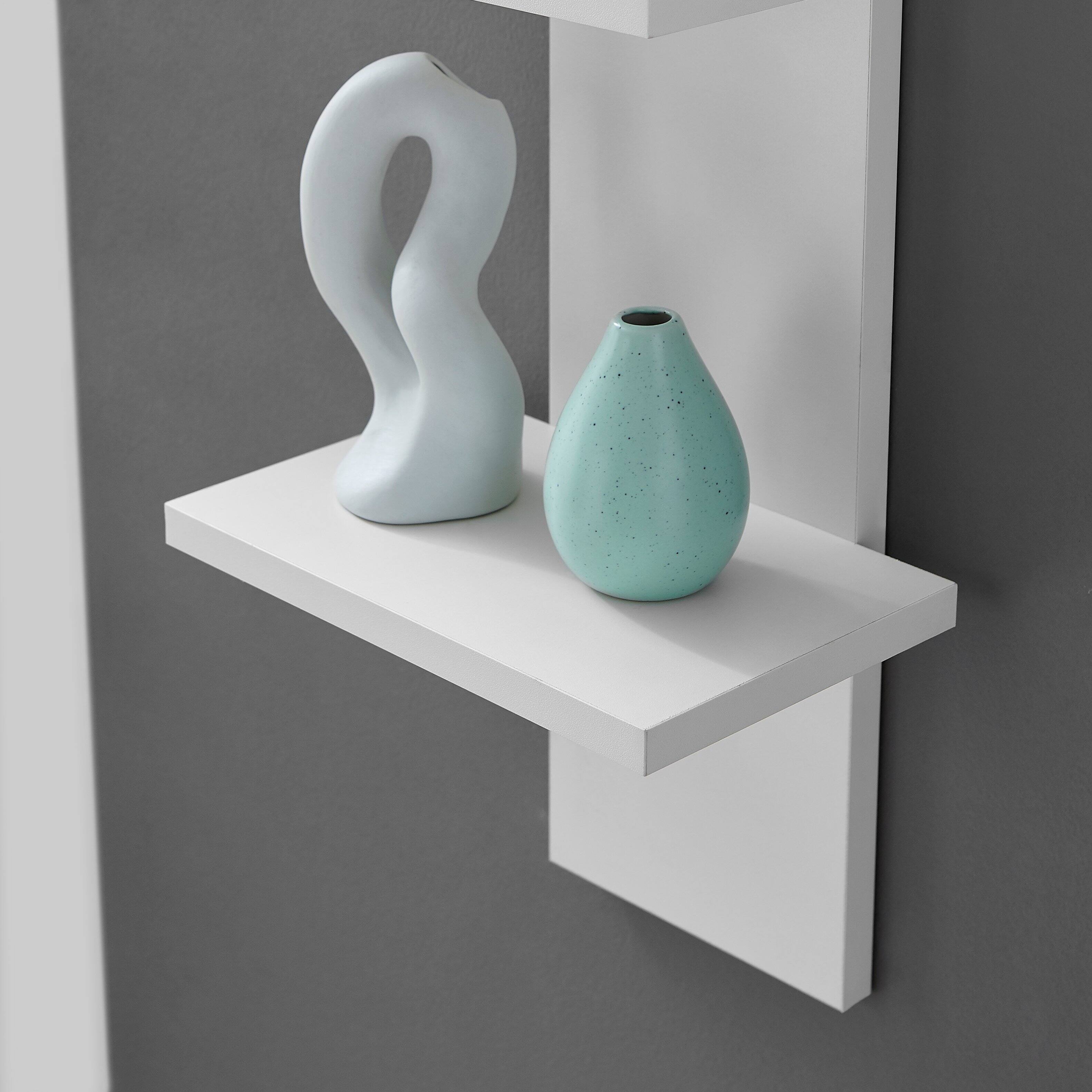 Alt View 7. Danya B - Arica Utility Column 4-Tier Spine Wall Shelves - White.