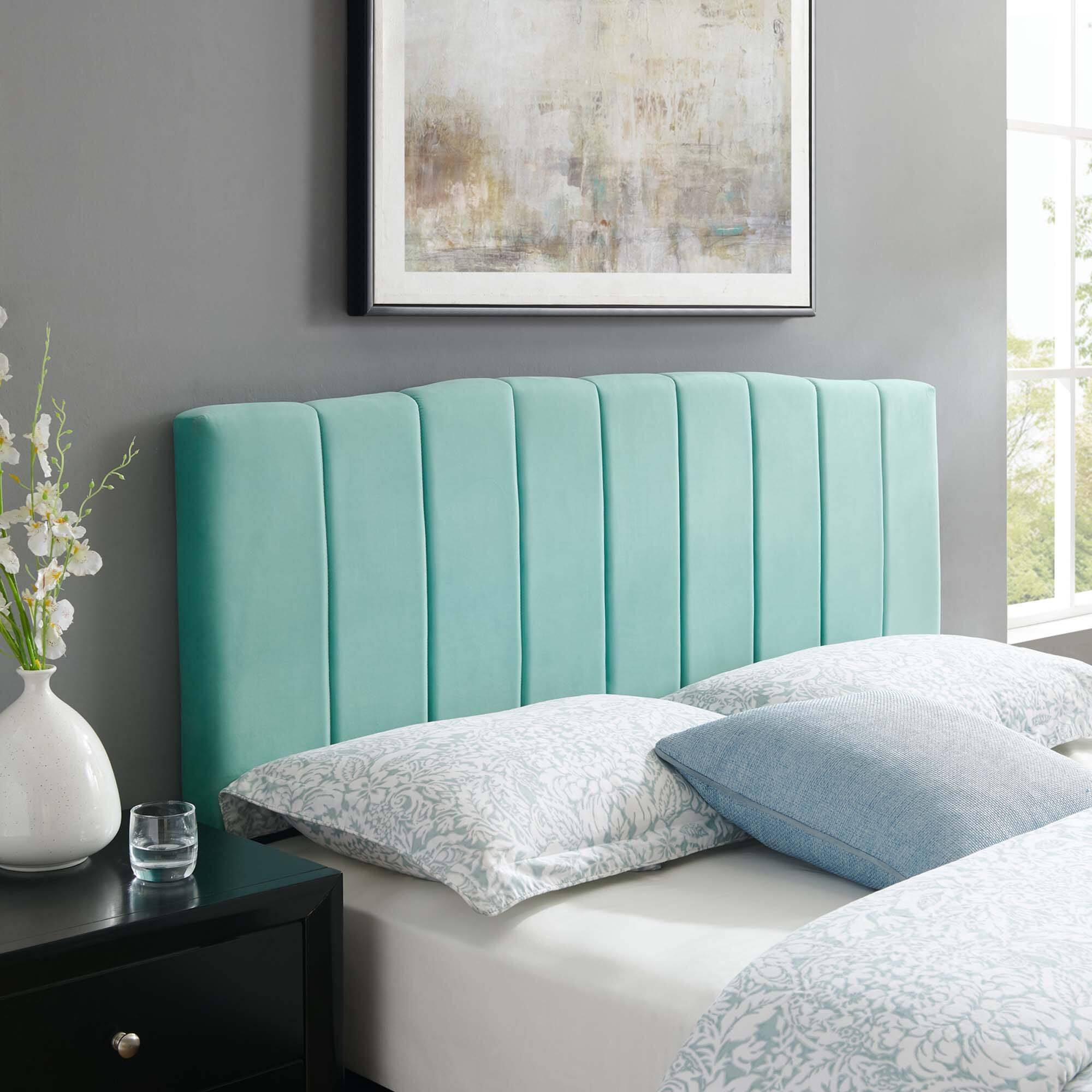 Alt View 1. Modway - Camilla Channel Tufted Performance Velvet King/California King Headboard by Modway - Mint.