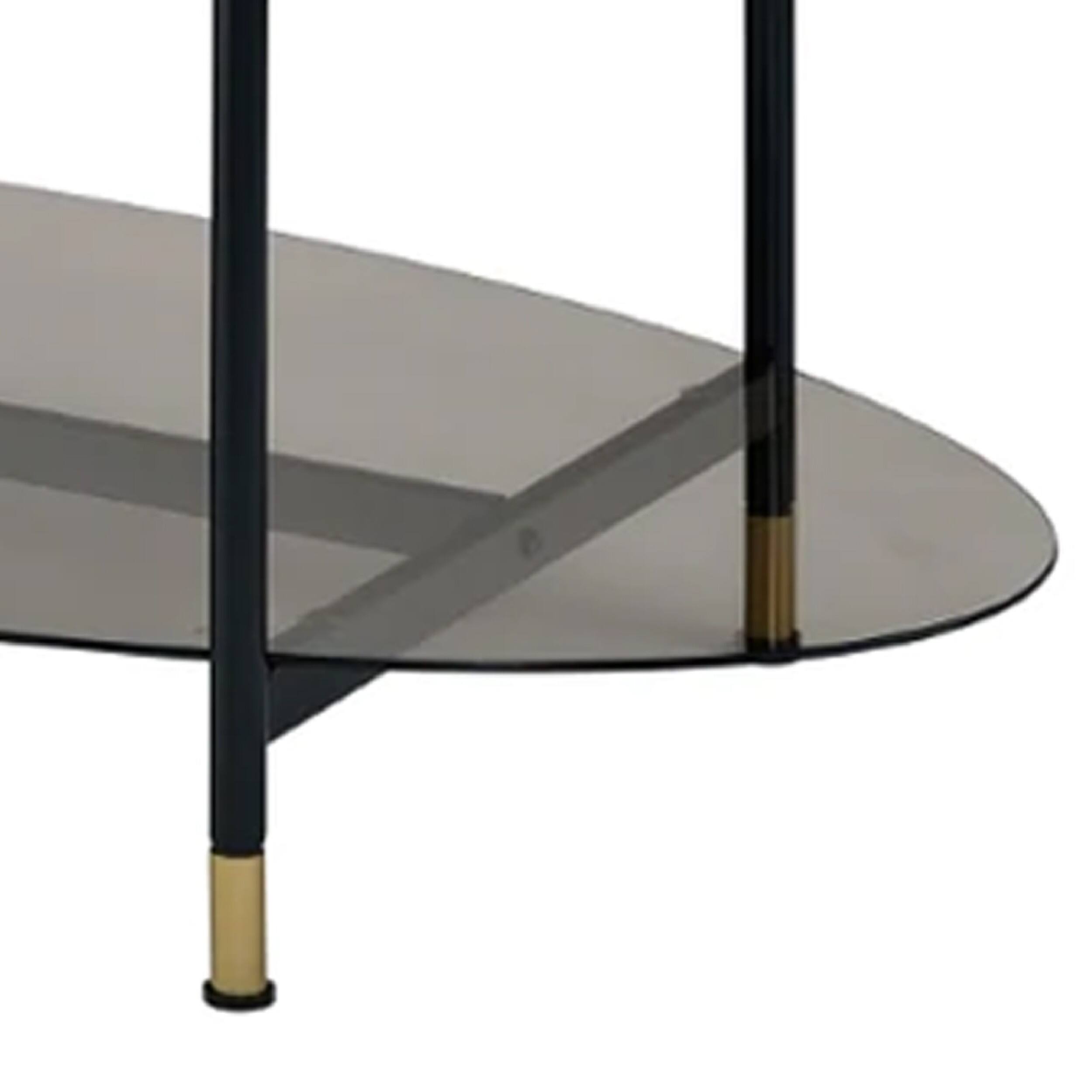 Alt View 3. Manhattan Lane - 40 Inch 2 Piece Nesting Coffee Table, Faux Marble Top, Glass Shelf - Black.