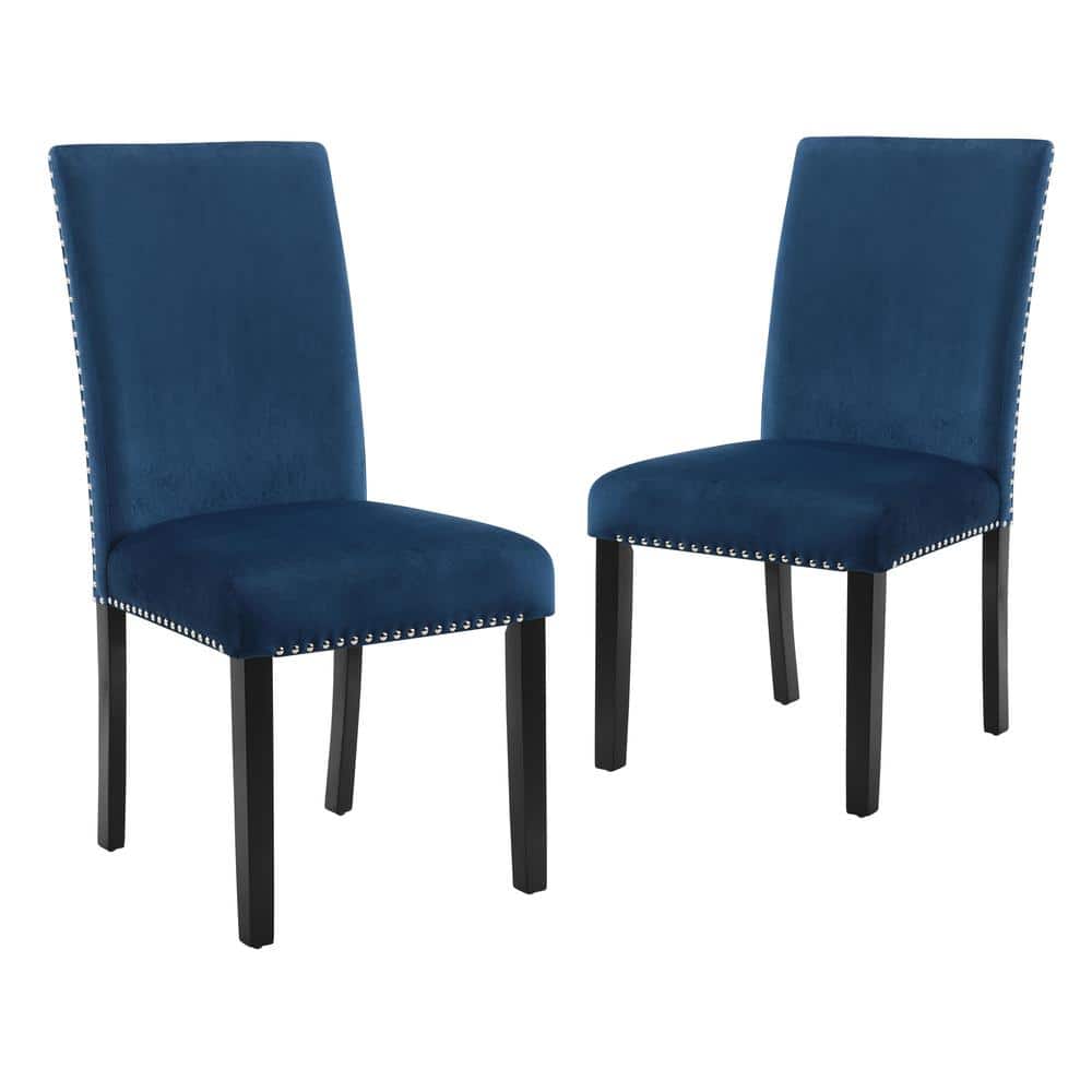 New Classic Furniture - Furniture 37.75" Velvet & Wood Dining Chair (Set of 2) - Blue