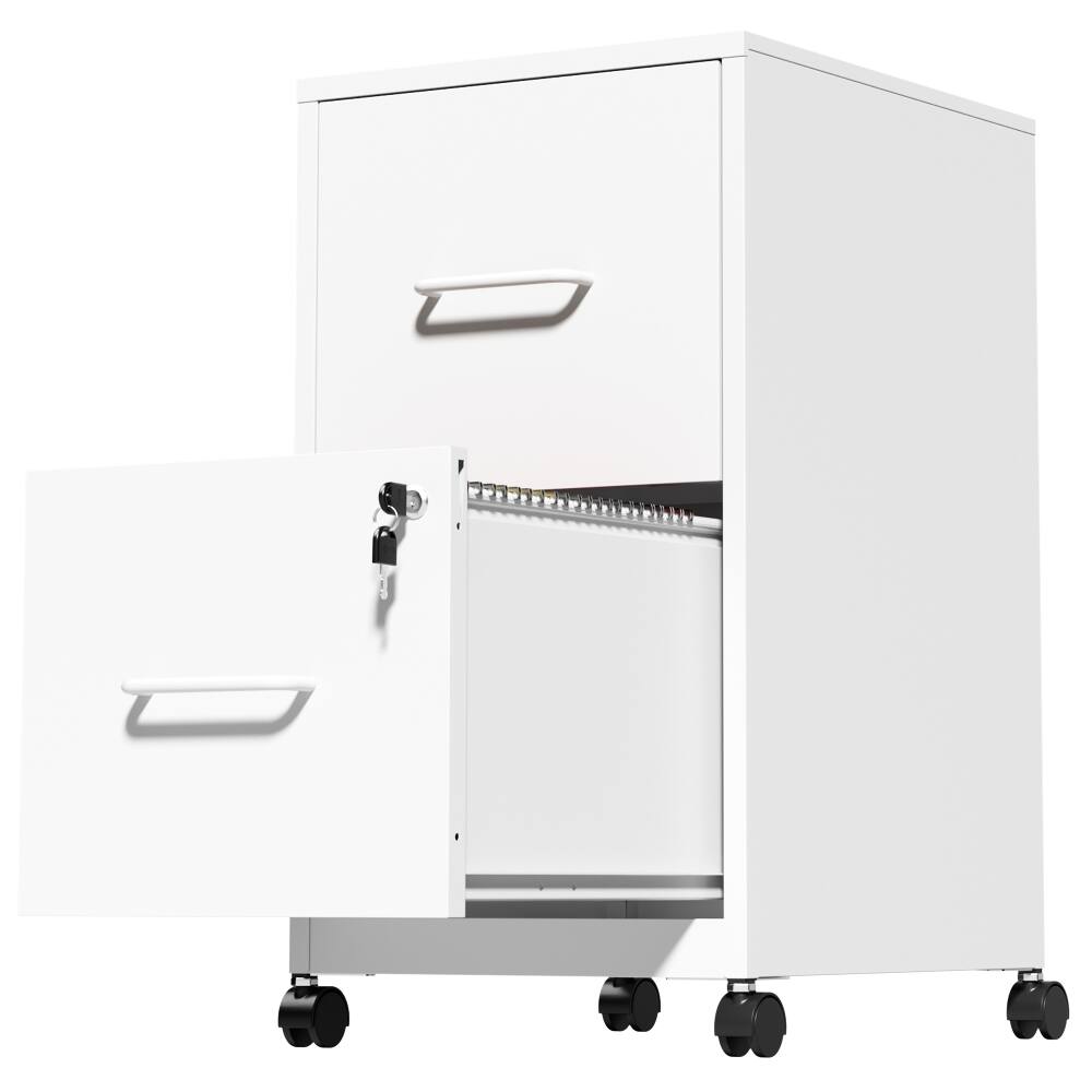 Alt View 6. Loheer - Loheer 2 Drawer File Cabinet with Lock and Wheels Black Metal Under Desk Storage for Letter Legal Files.