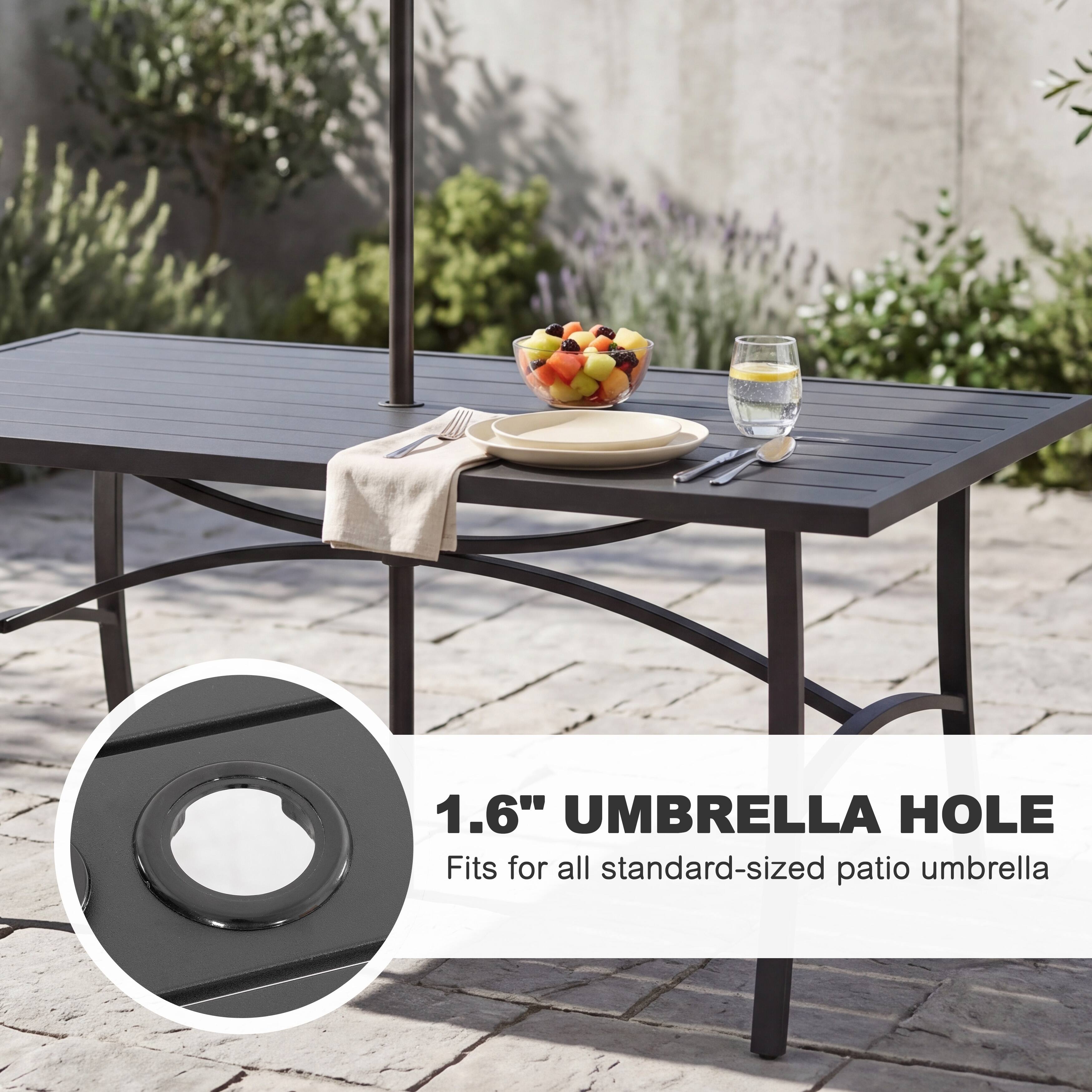 1.6" UMBRELLA HOLE  
Fits for all standard-sized patio umbrella