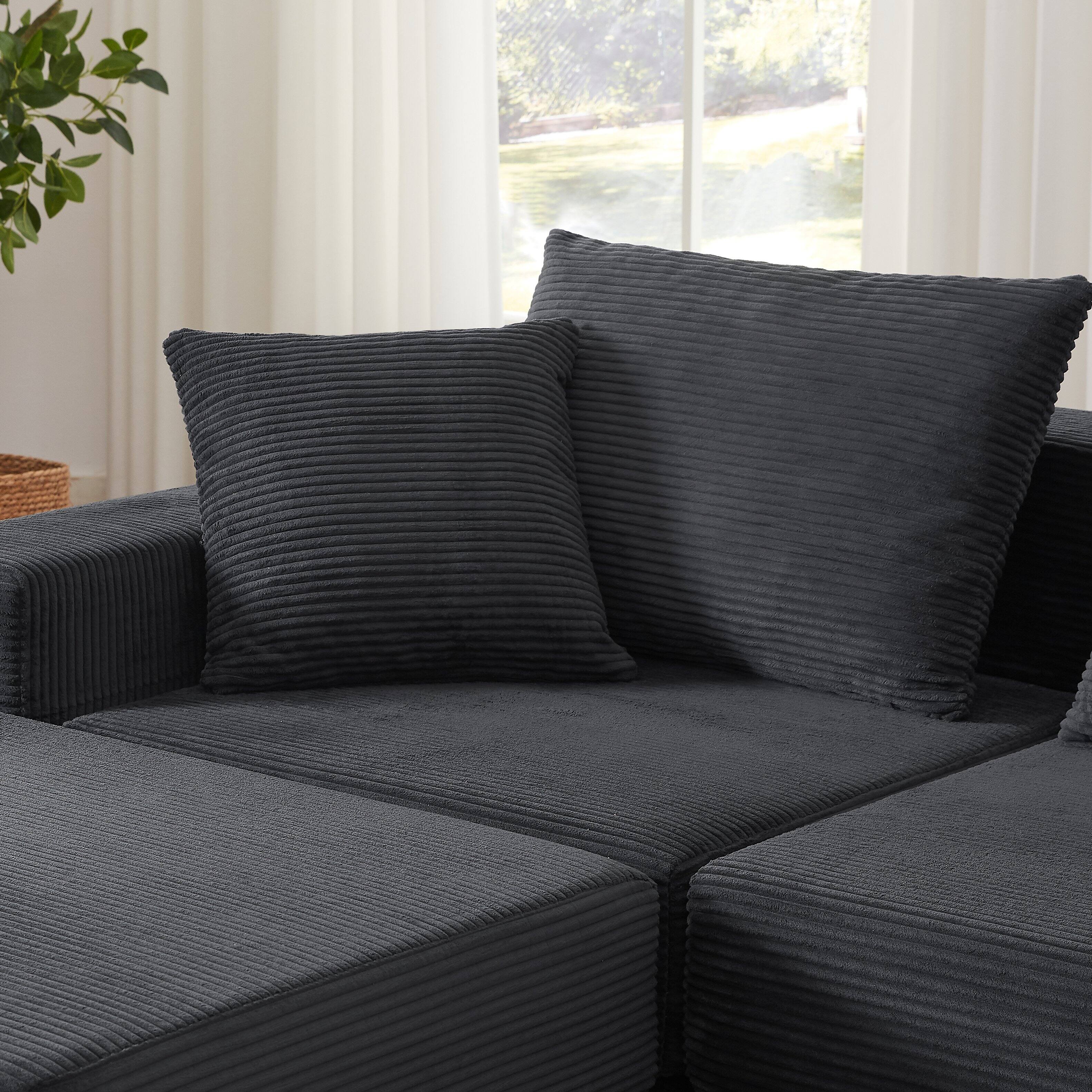 Alt View 4. Loheer - Loheer Modular Sectional Sofa Cloud Couch Deep Seat Sleeper L-Shape Chaise No Assembly Boneless Loveseat - Dark Gray.
