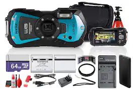 Ricoh - Pentax WG-90 Digital Camera Waterproof, Shockproof, Freezeproof + More - Blue