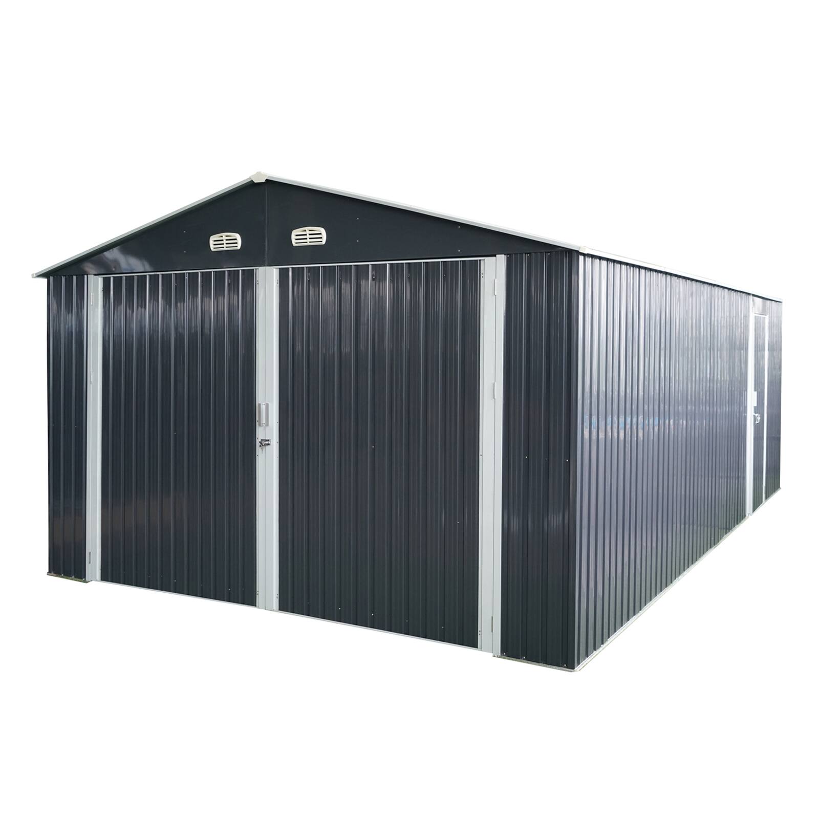 Mondawe - 20x13 FT Outdoor Storage Shed Metal Garage Shed - Black