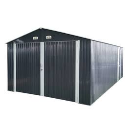 Mondawe - 20x13 FT Outdoor Storage Shed Metal Garage Shed - Black