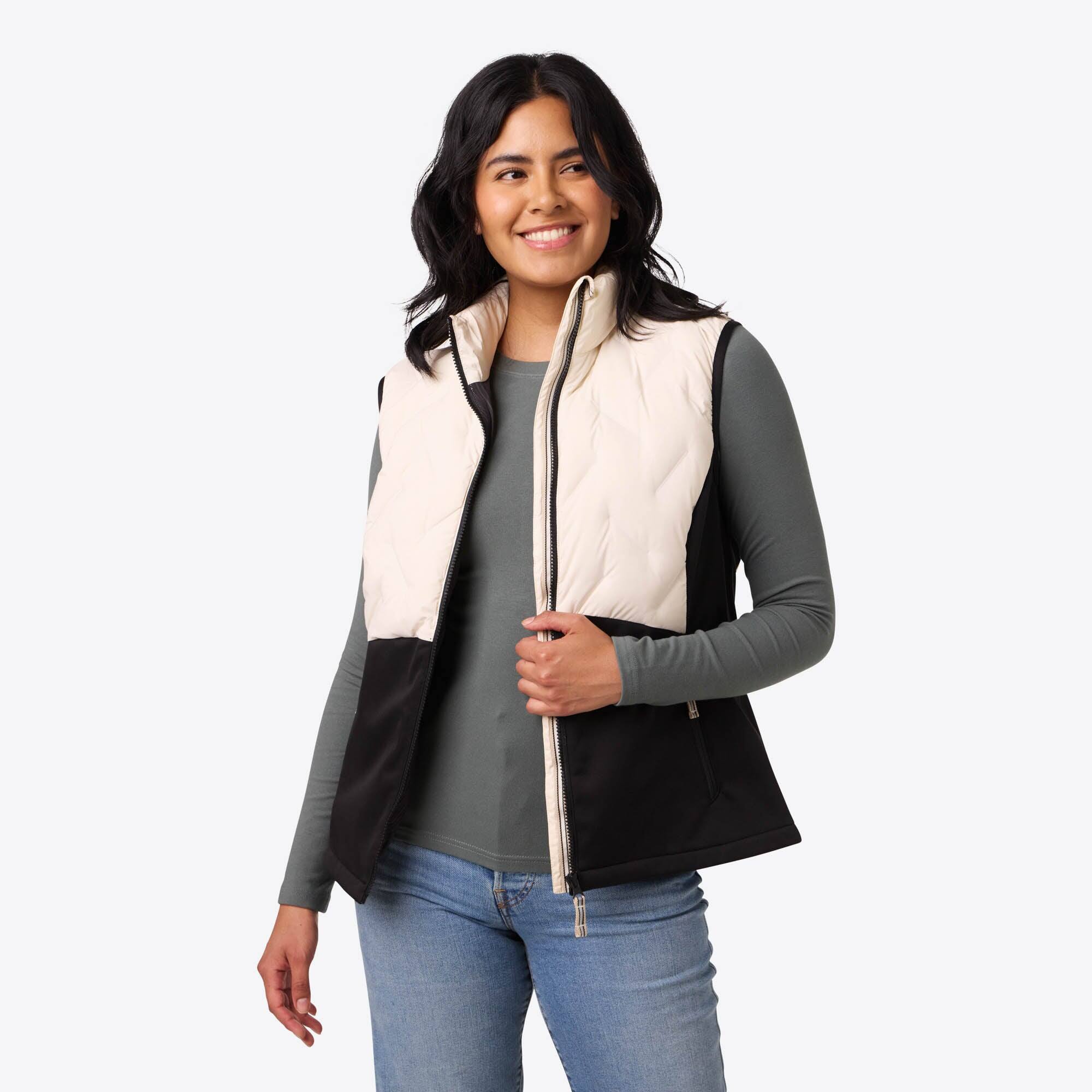 Alt View 4. Mobile Warming - Women's Aria Hybrid Heated Vest - Cream/Black.
