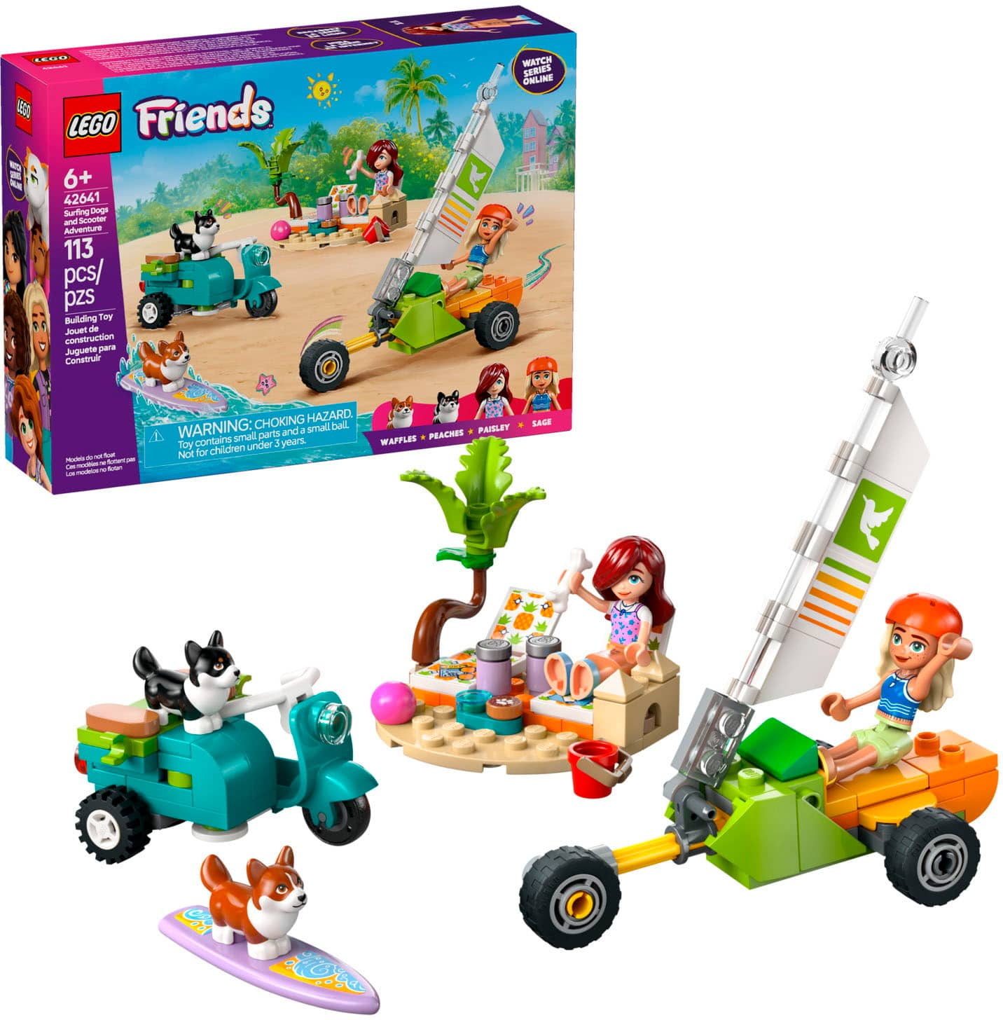 LEGO Friends Surfing Dogs and Scooter Adventure Building Toy 42641 ...