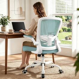 KERDOM - Office Chair for Conference Room - Ergonomic Desk Chair with Adjustable Lumbar Support, Swivel, Tilt, Breathable Mesh - Light Blue
