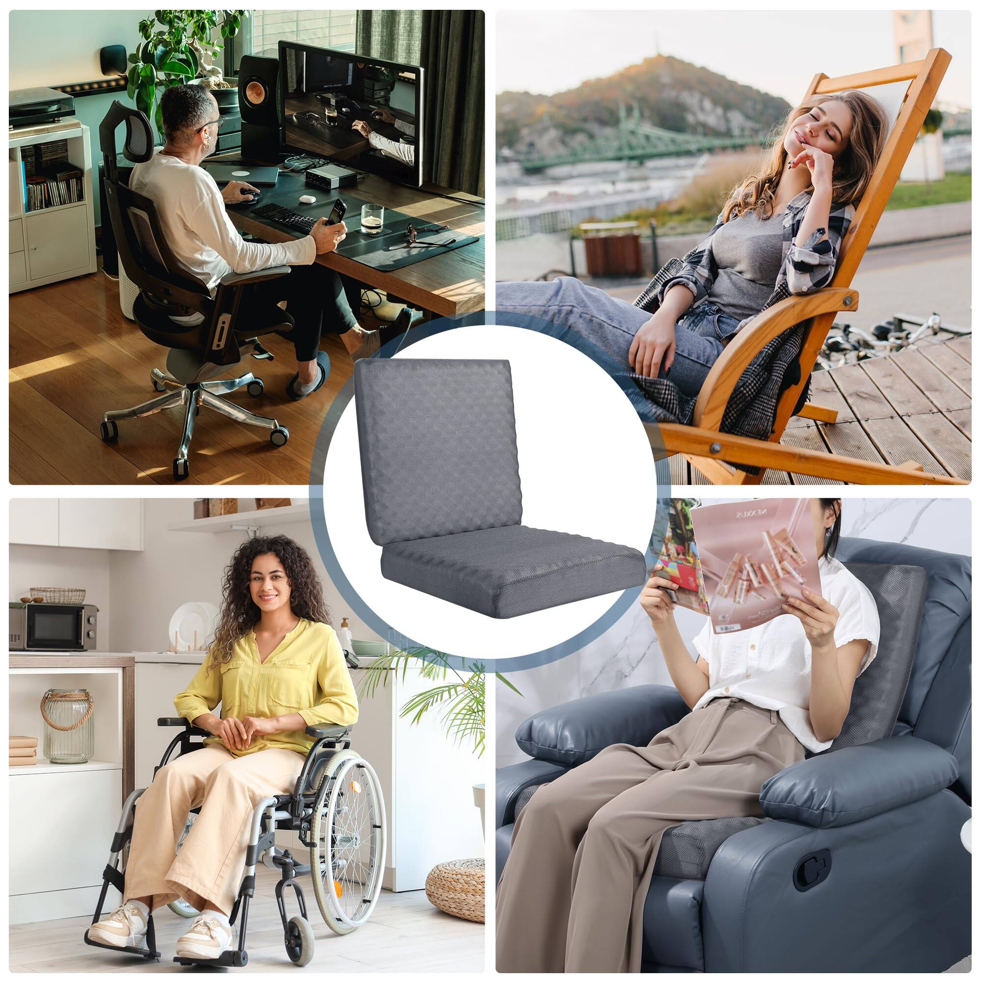 Alt View 3. Fabibe - Recliner Cushions for Long Sitting, Washable Design, Premium Quality - Black 20×20×4in.