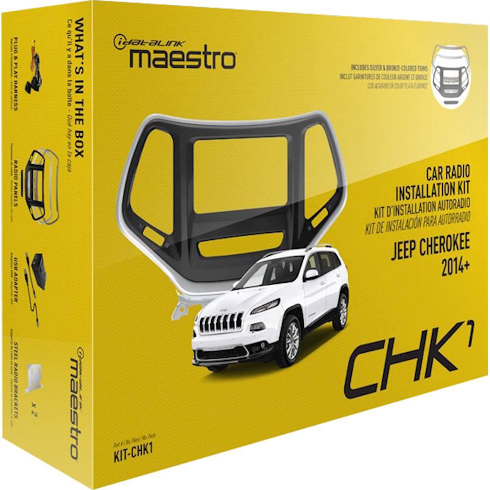 Angle. Maestro - Dash Kit for Select 2014-2023 Jeep Cherokee DIN DDIN - Black.