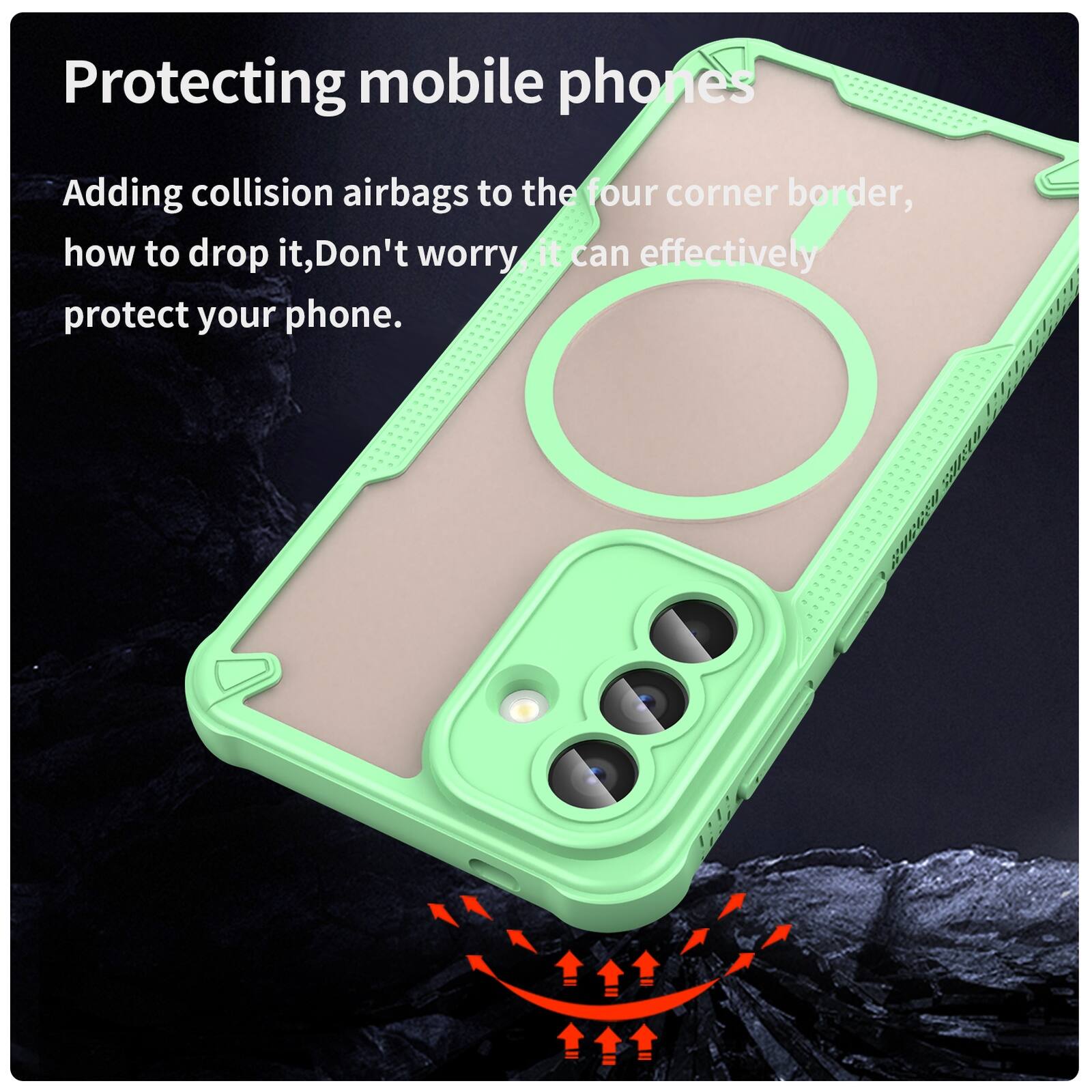 Protecting mobile phones

Adding collision airbags to the four corner border, how to drop it, Don't worry, it can effectively protect your phone.