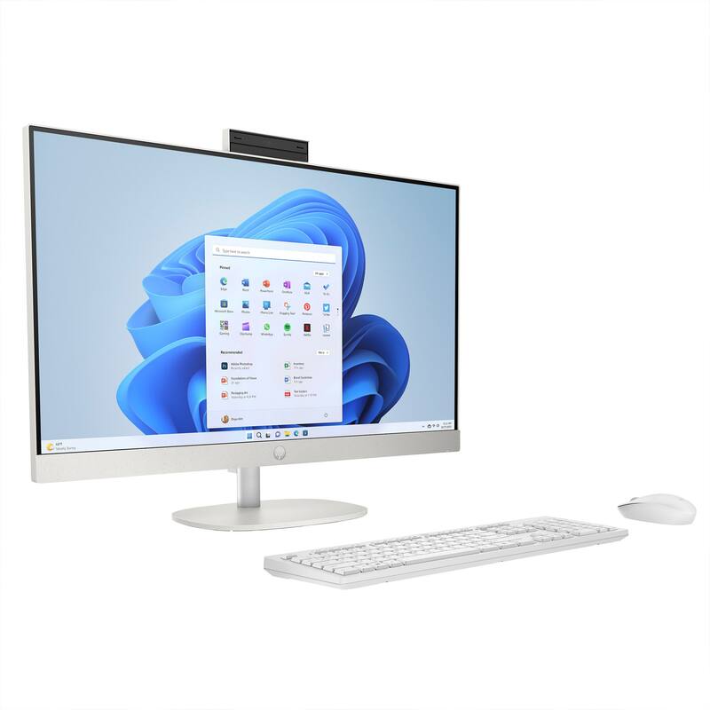 Alt View 2. HP - HP 27" FHD Touch All-in-One Desktop,Ryzen 5 7520U,16GB RAM,1TB SSD+160GB Dock Set,Wireless Keyboard＆Mouse,Win 11,White - White.