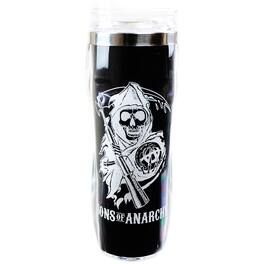 Just Funky - Sons of Anarchy Reverse Logo 16oz Travel Mug - Black/White
