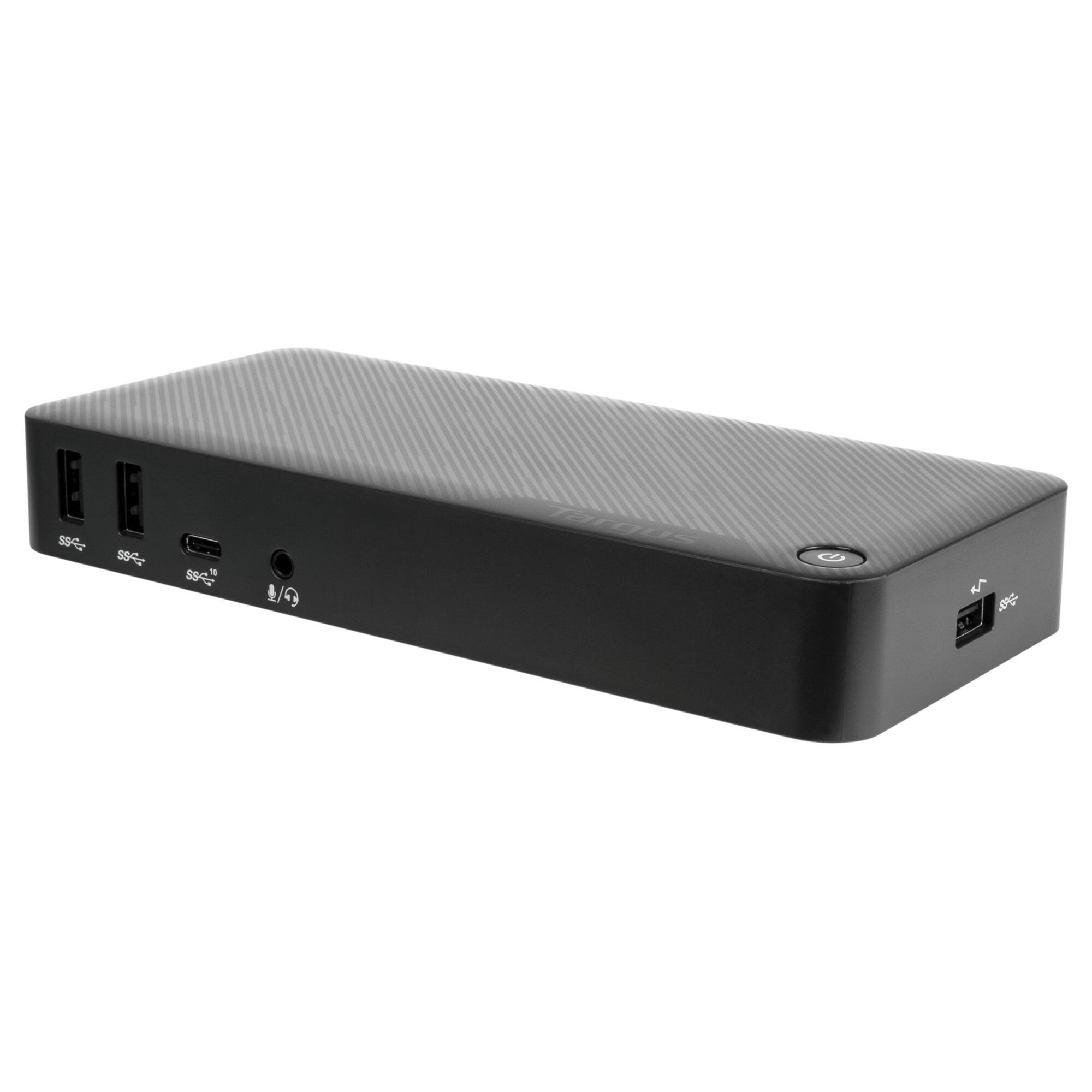 Angle. Targus - USB-C Multi-Function DisplayPort Alt. Mode Triple Video Docking Station with 85W Power - Gray.