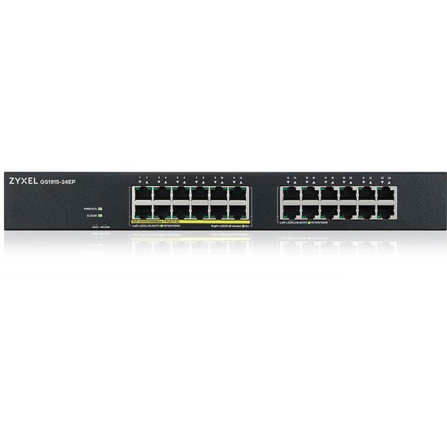 ZYXEL - GS1915-24EP 24-Port Gigabit Smart Nebula Cloud Managed PoE Switch | 12 PoE+ Ports at 130W - 24 Ports - Gigabit PoE - Unknown