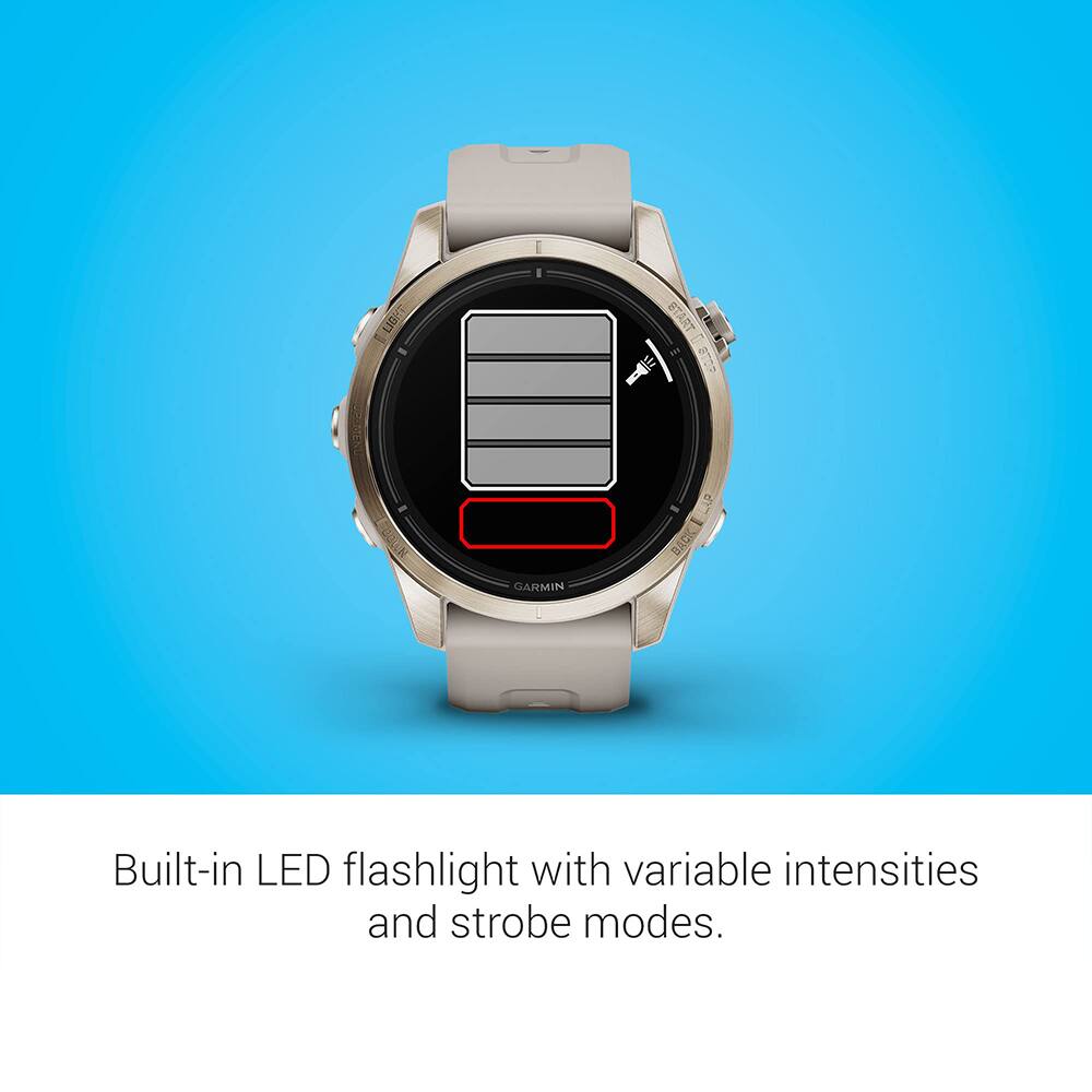LIB GARMIN Built-in LED flashlight with variable intensities and strobe modes.