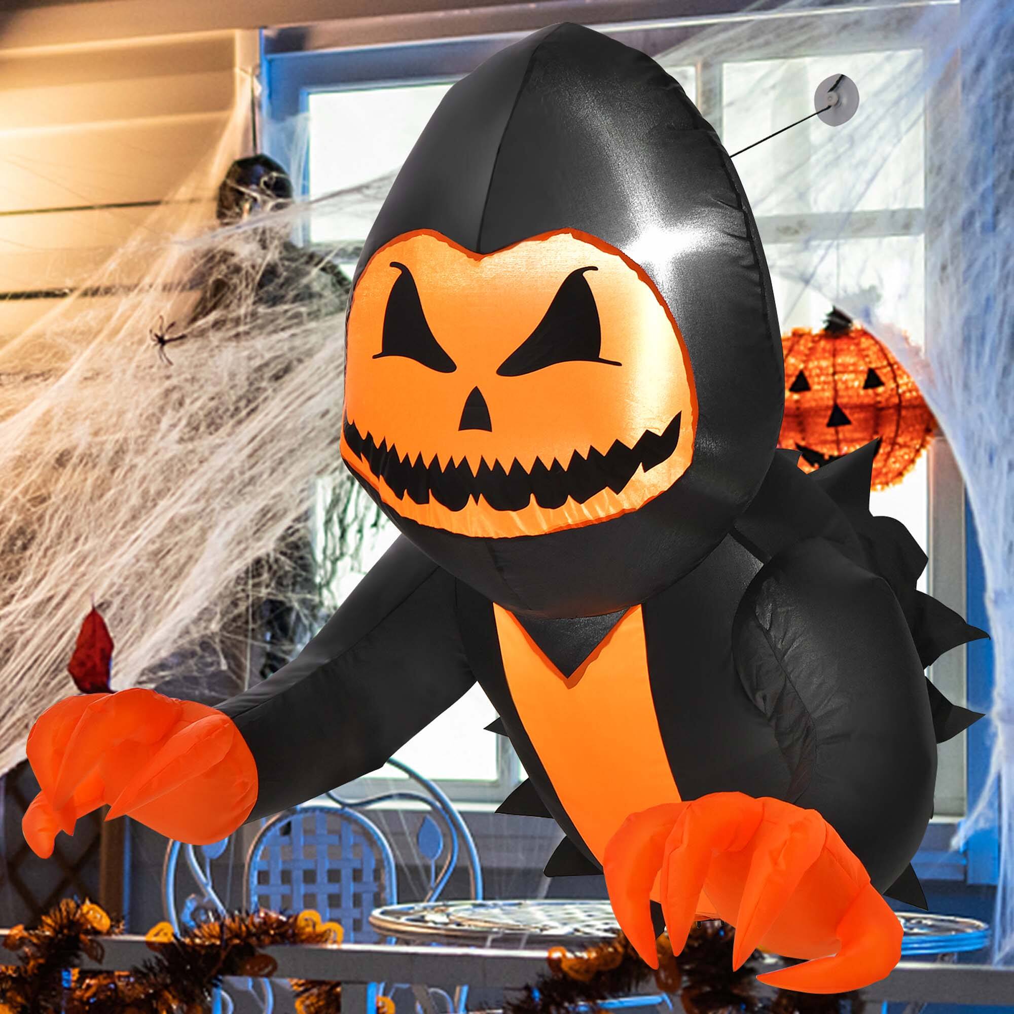 Alt View 1. Costway - Costway 3.3FT Halloween Inflatable Pumpkin Head Ghost Broke Out from Window - Black,Orange.