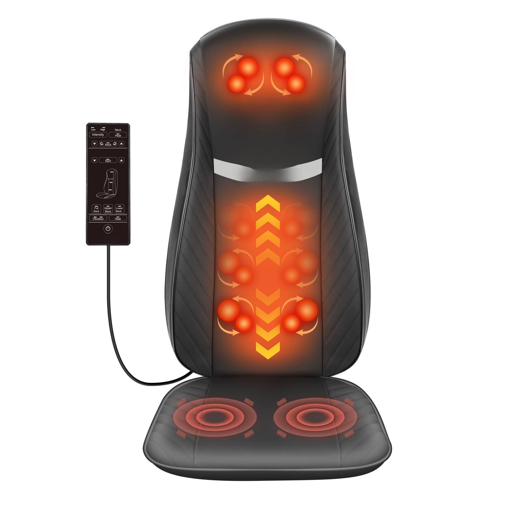 Front. Live At Space - Heated Shiatsu Massage Chair Pad, Adjustable Deep-Kneading Full-Body Relief - 642146676925.