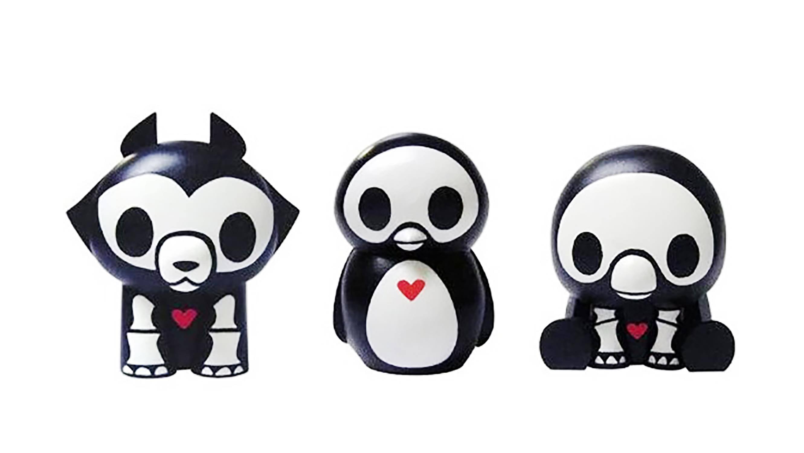 Front. Toynami - Skelanimals PVC Mini Figure Box Set | Pen | Jae | Pudge - Black.