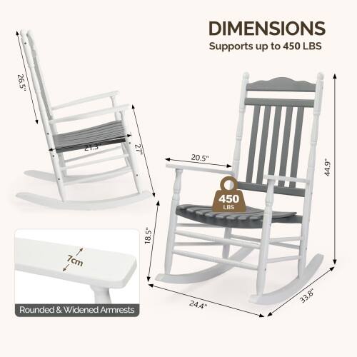 DIMENSIONS  
Supports up to 450 LBS  
26.5"  
21.3"  
27"  
20.5"  
44.9"  
450 LBS  
7cm  
18.5"  
Rounded & Widened Armrests  
24.4"  
33.8"