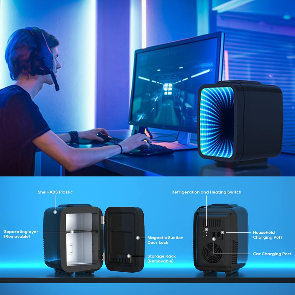 Shell-ABS Plastic  
Separating Layer (Removable)  
Magnetic Suction Door Lock  
Storage Rack (Removable)  
Refrigeration and Heating Switch  
Household Charging Port  
Car Charging Port