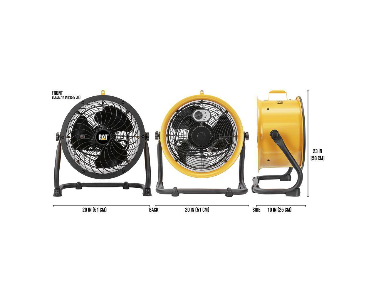 FRONT BLADE: 14 IN (35.5 CM)  
CAT  
23 IN (58 CM)  
20 IN (51 CM)  
BACK 20 IN (51 CM)  
SIDE 10 IN (25 CM)