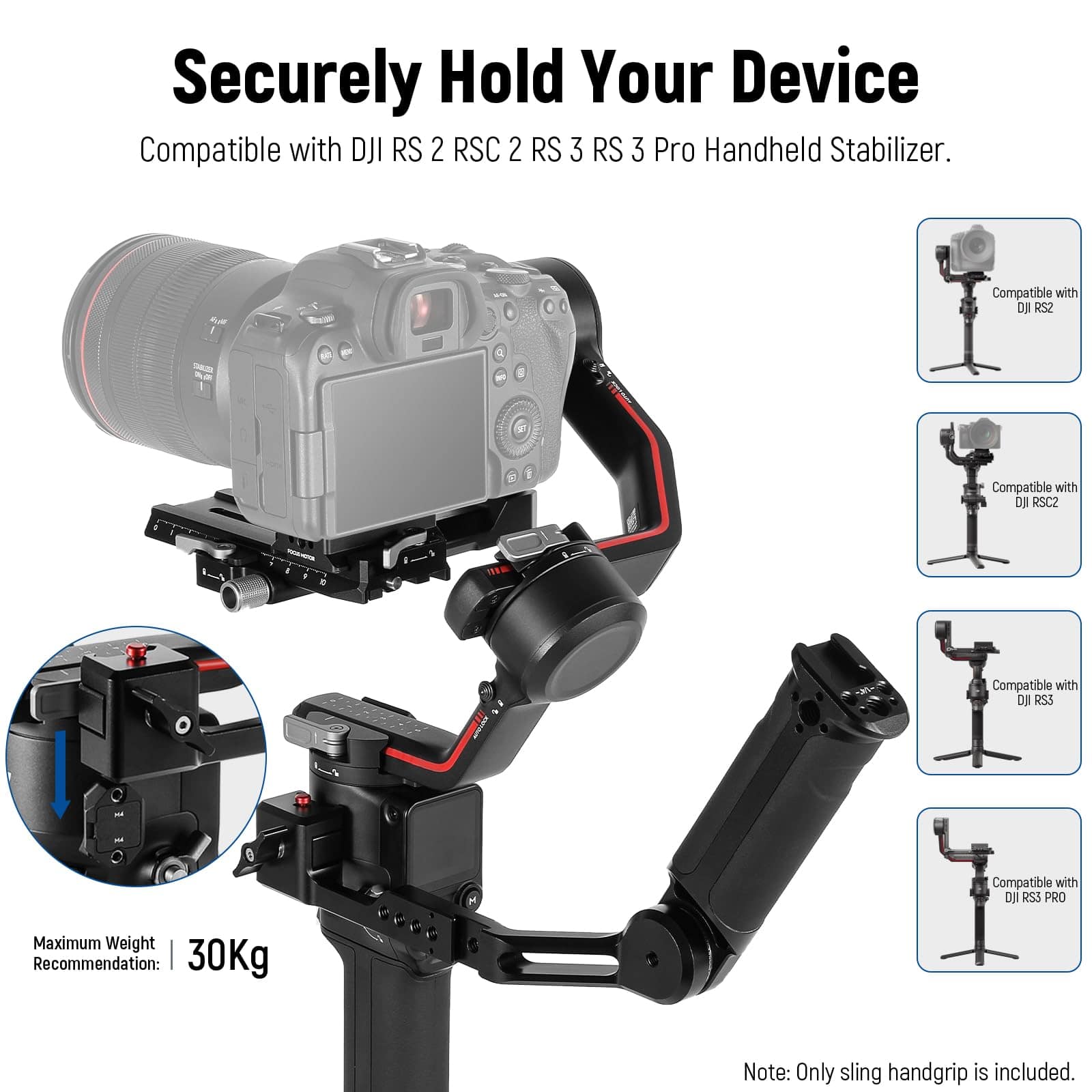 Neewer Adjustable Sling Handle for DJI Gimbal Low Angle Grip for