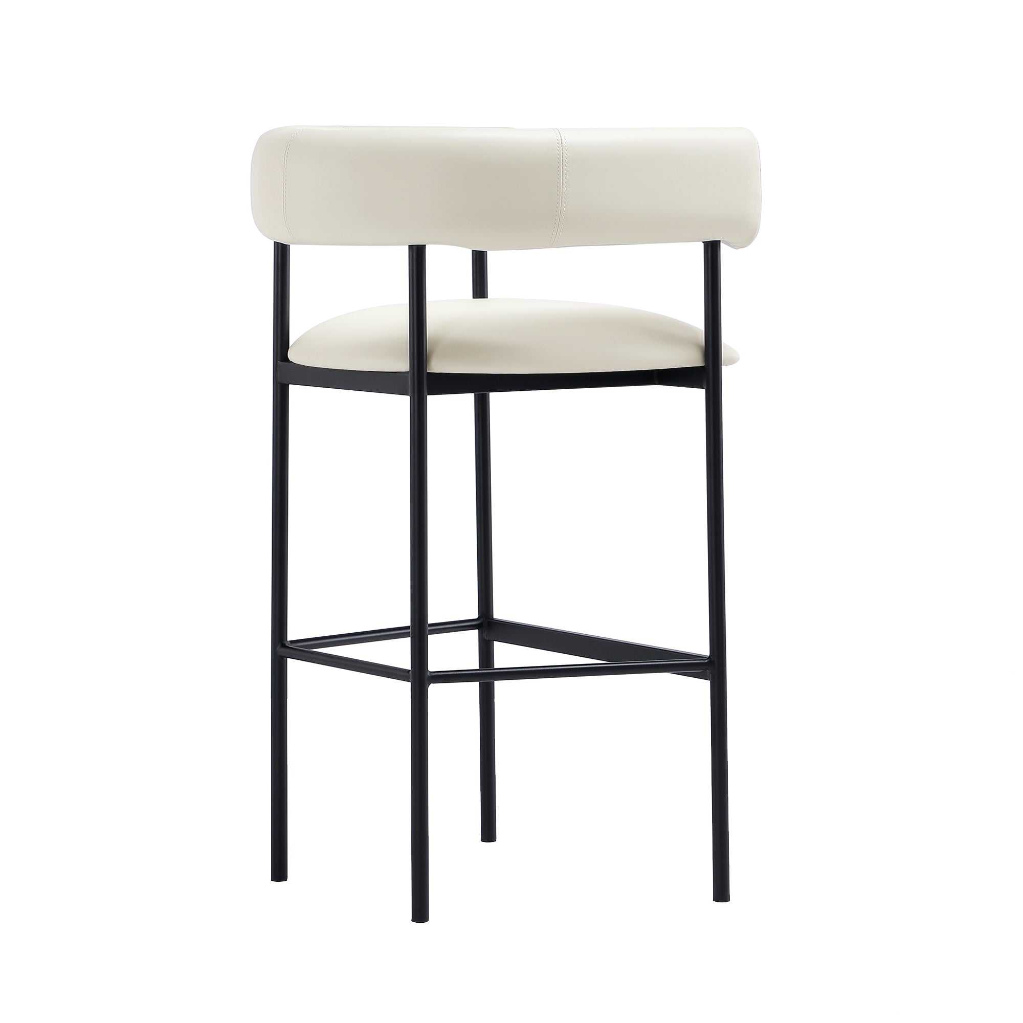 Alt View 4. Manhattan Comfort - Onda Contemporary Metal Upholstered Vegan Leather Barstool - Ivory.