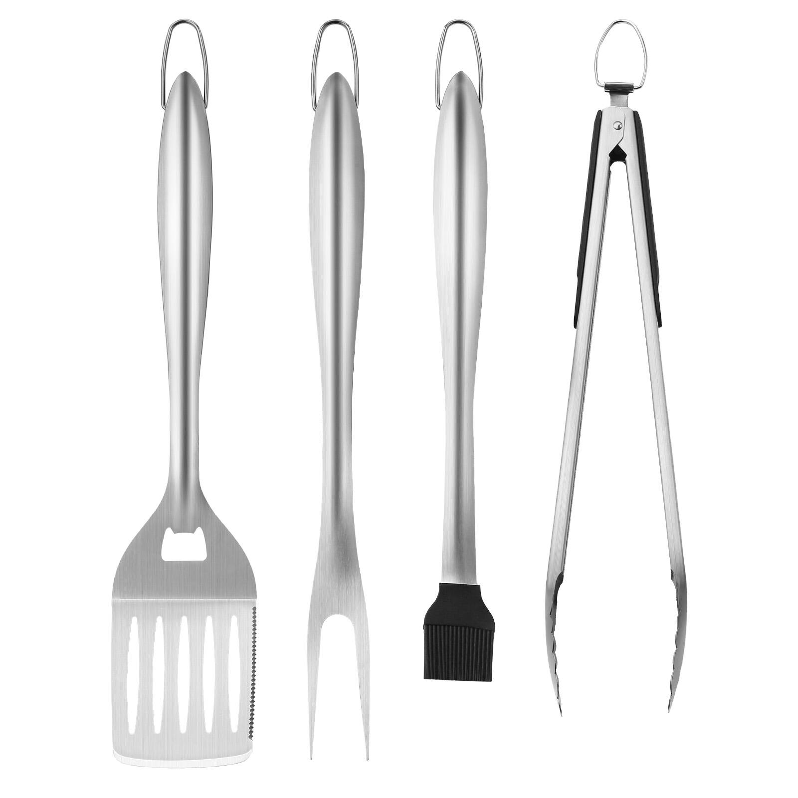 Alt View 5. VEVOR - Grilling Accessories, 4PCS BBQ Grill Tool Set, Heavy Duty Stainless Steel Barbecue Tools, Kitchen Utensils - stainless steel.
