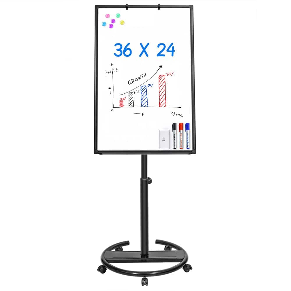 maxtek - Bulletin Board 36 x 24 inches Portable Dry Erase Board Stand Whiteboards Presentation Supplies Dry Erase Standing Board - Black