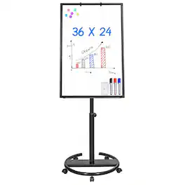 HOMLUX - Bulletin Boards– 36 x 24 inches Portable Dry Erase Board, Stand White Board Dry Erase Standing Board - Black