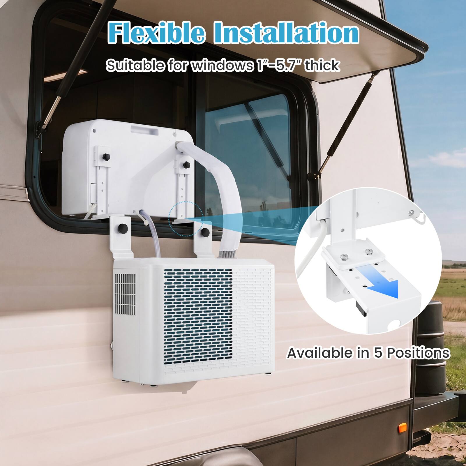 Flexible Installation  
Suitable for windows 1"-5.7" thick  
Available in 5 Positions