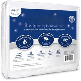 Comfort Essence - Size Sureguard Box Spring Encasement - Waterproof Bed Proof Zippered Six-sided Cover - Queen