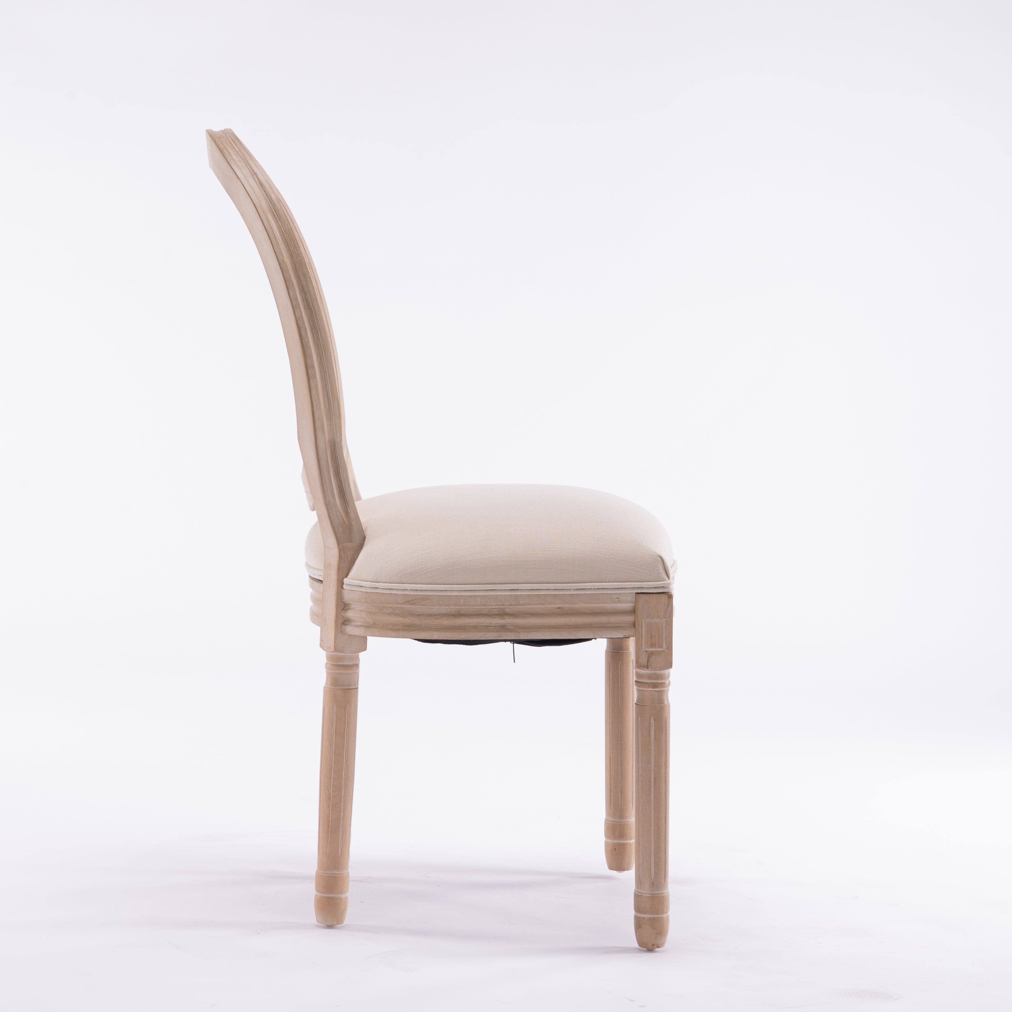 Alt View 4. Boyel Living - Cream French Style Solid Wood Frame Linen Fabric Oval Back Dining Chair Set of 2 - Beige.