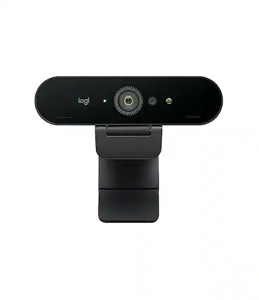 Front. Logitech - Brio Ultra HD Pro 4096 x 2160 Business Webcam with RightLight 3 and Noise-Cancelling Dual Mics - Black.