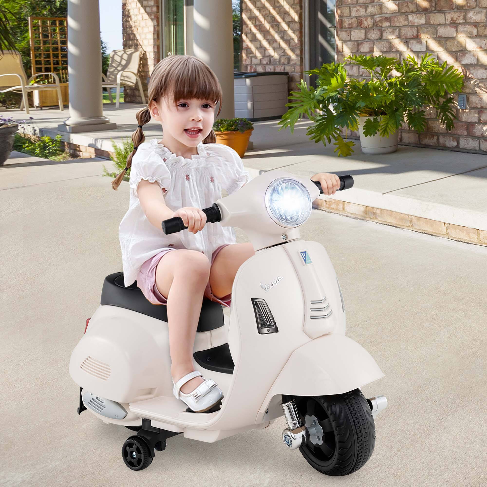 Alt View 1. Costway - Costway Kids Ride on Motorcycle with Training Wheels Headlight Horn 6V Battery For Kids Aged Over 3 Years - White.