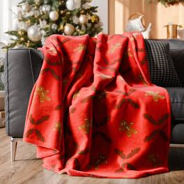 CGK Linens - Christmas Fleece Throw Blanket – Soft Flannel, Lightweight, Cozy Warm Blanket for Couch, Bed & Chair - Gingerbread Cookie