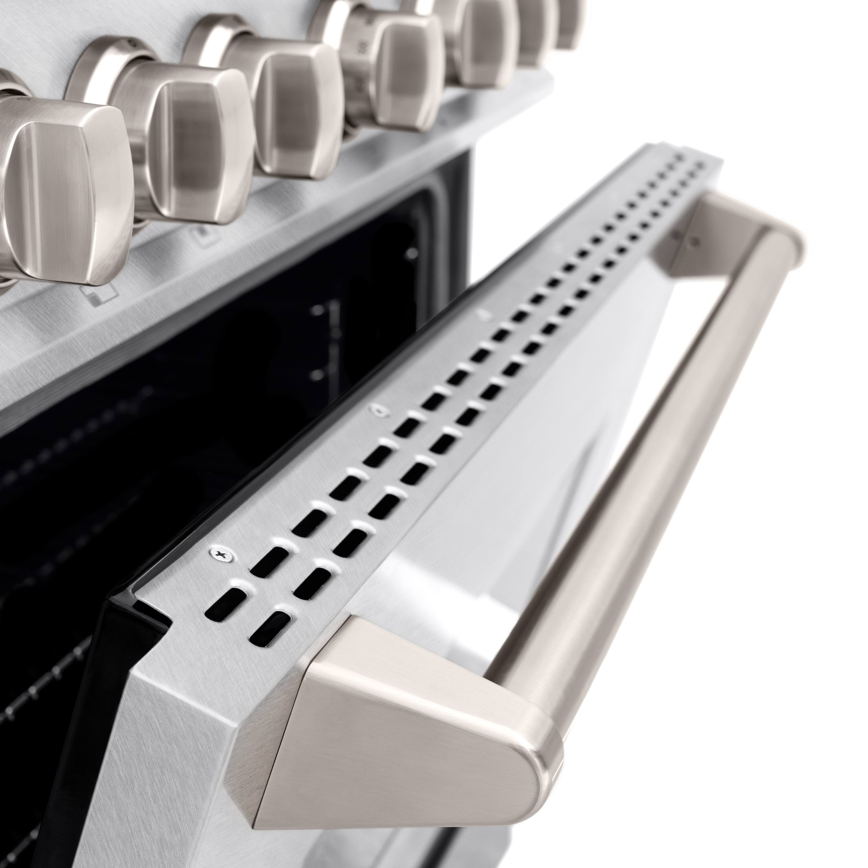 Alt View 13. ZLINE - ZLINE 36 in. Classic Gas Range w/ 6 Burners & Convection Oven in Satin Steel Stainless Steel (CGRS-36) - Stainless Steel.