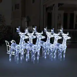 vidaXL - Reindeers & Sleigh Christmas Decoration 320 LEDs Acrylic - Cold White