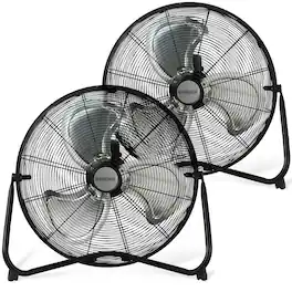 Hurricane - Pro 20 Inch 3 Speed High Velocity Metal Floor Fan, (2 Pack) - Black